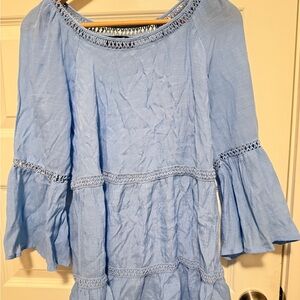 Baby Blue Bell Sleeve Blouse